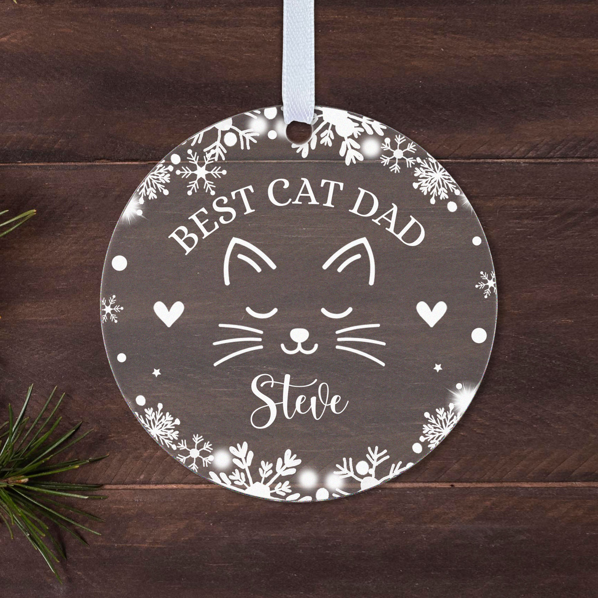 Personalised Best Cat Mum or Cat Dad Christmas Bauble