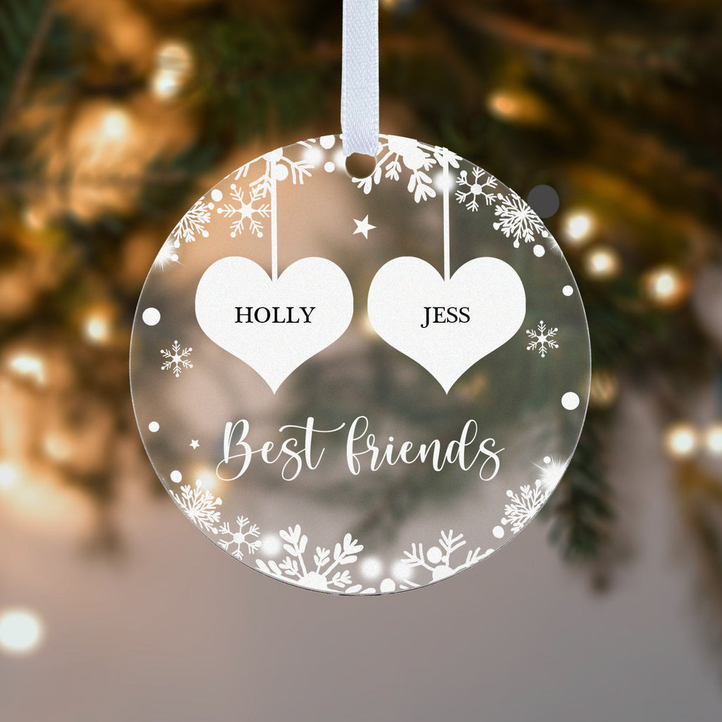 Personalised Best Friends Christmas Bauble – Two Hearts with Names