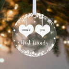 Personalised Best Friends Christmas Bauble – Two Hearts with Names