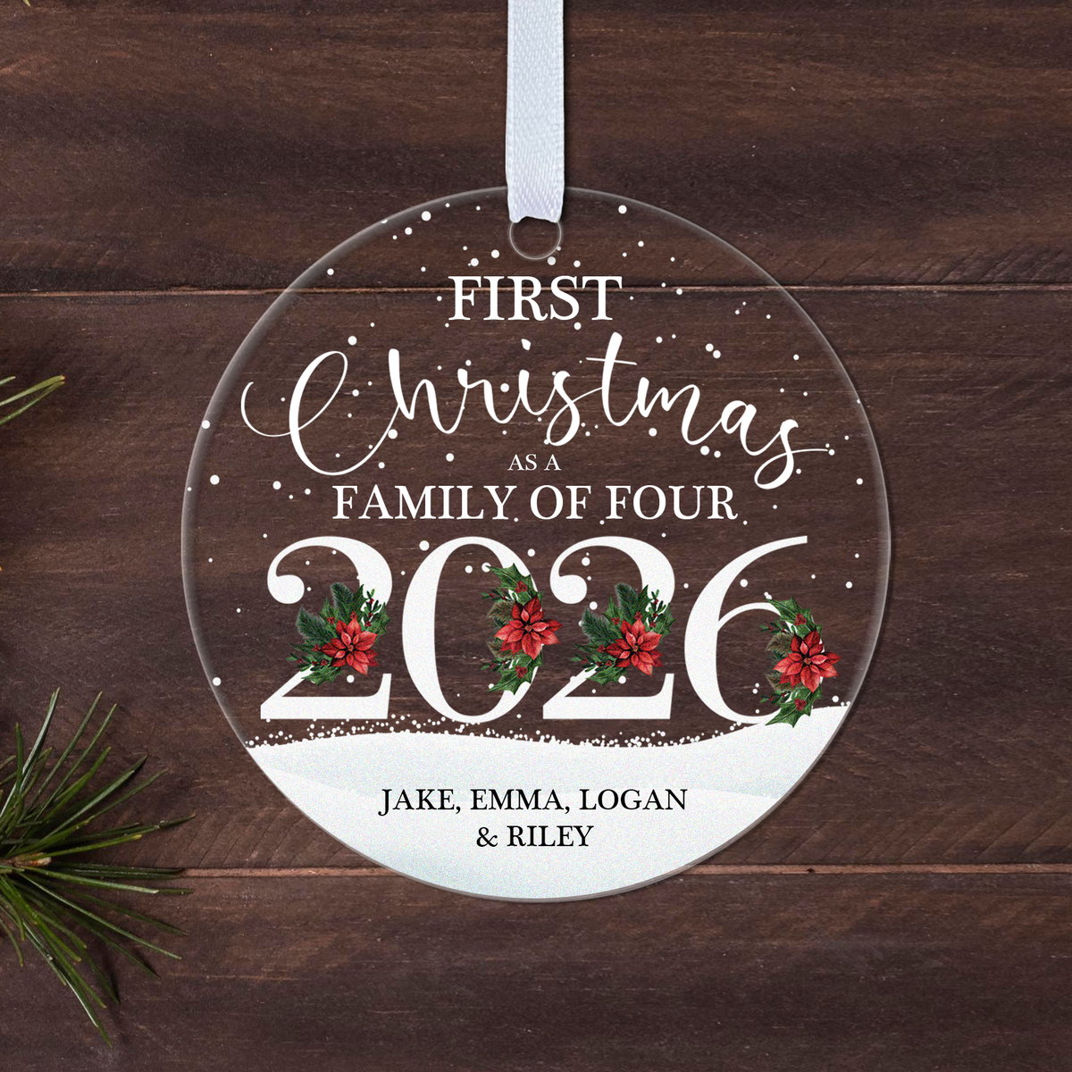 Personalised First Christmas as a Family Bauble 2026 – Family Names