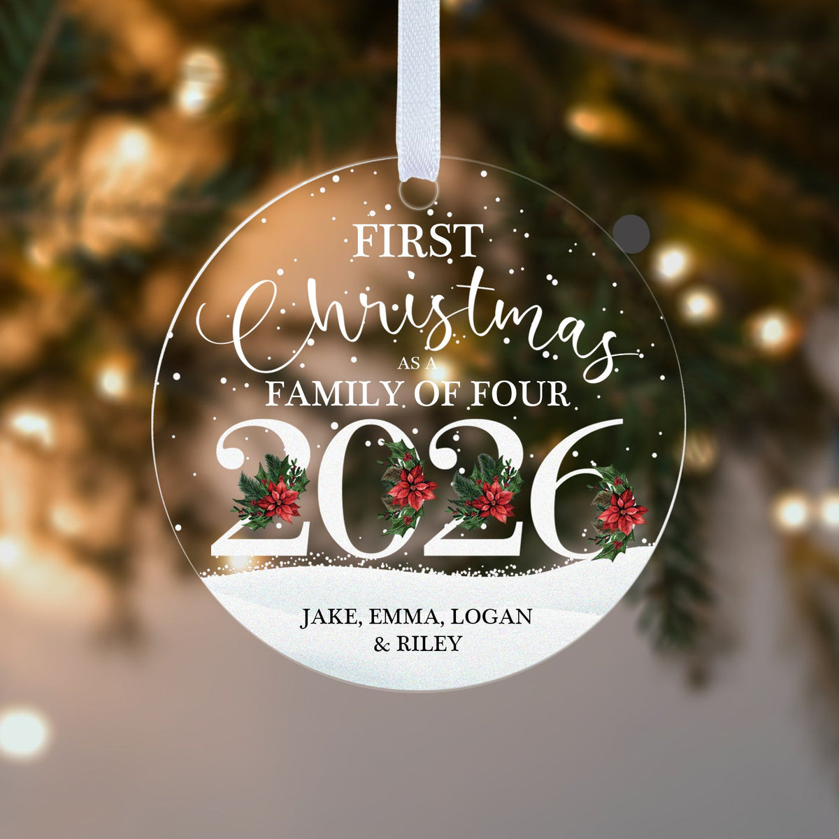 Personalised First Christmas as a Family Bauble 2026 – Family Names