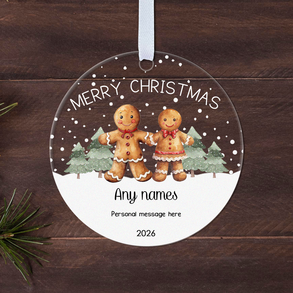 Personalised Gingerbread Couple Christmas Bauble – To a Special Couple