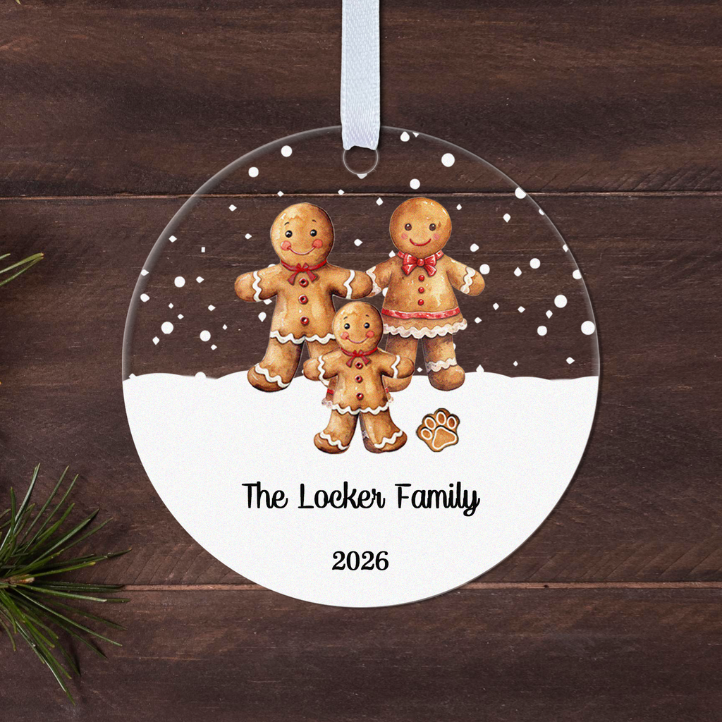 Personalised Gingerbread Family Christmas Bauble – Family Name