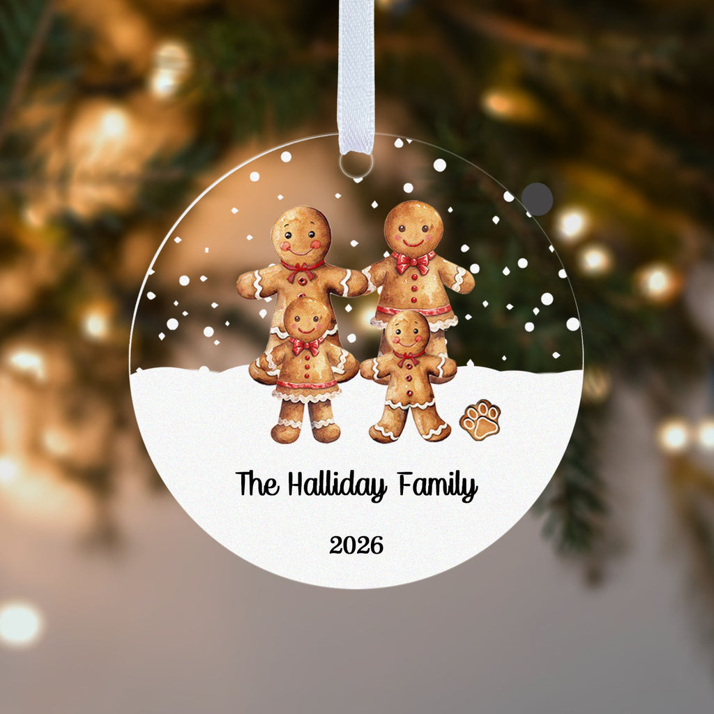 Personalised Gingerbread Family Christmas Bauble – Family Name