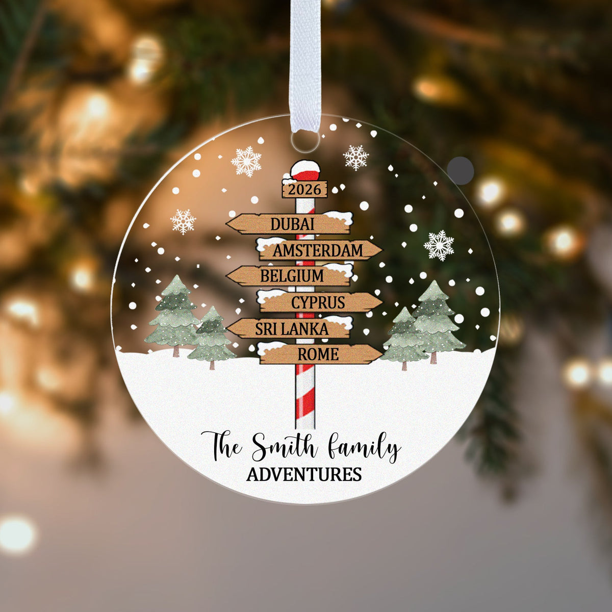 Personalised Adventures Christmas Bauble – Signpost with Your Destinations