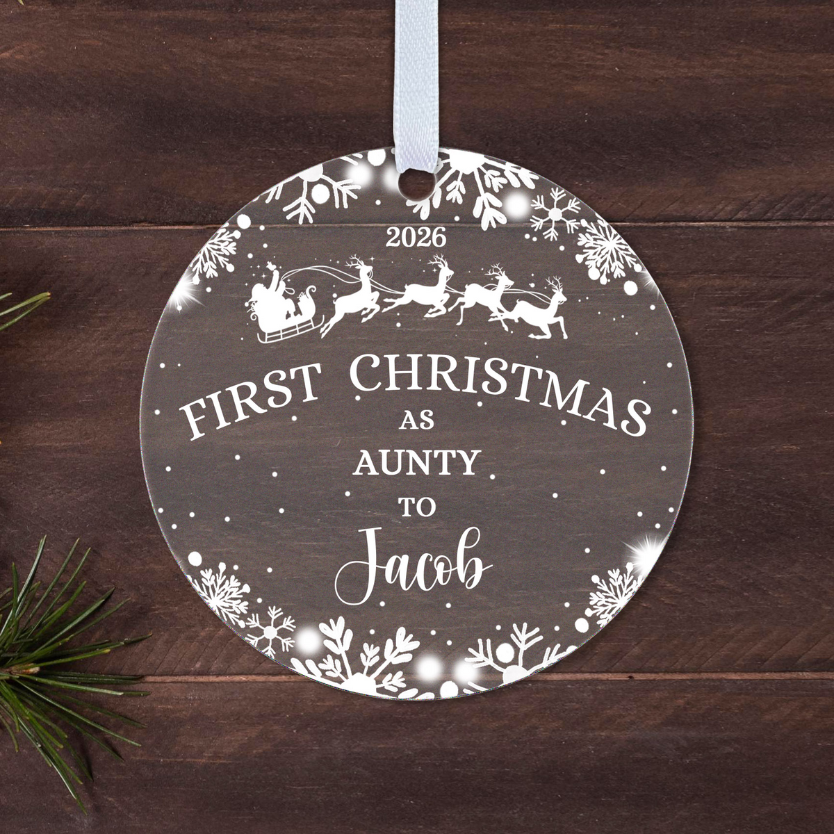 Personalised First Christmas as Auntie & Uncle Bauble