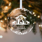 Personalised Bethlehem Nativity Christmas Bauble – Stable Scene with Name