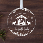 Personalised Bethlehem Nativity Christmas Bauble – Stable Scene with Name