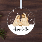 Personalised Nativity Christmas Bauble – Mary & Joseph with Baby's Name