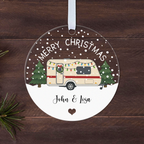 Personalised Caravan Christmas Bauble – Family Name Design