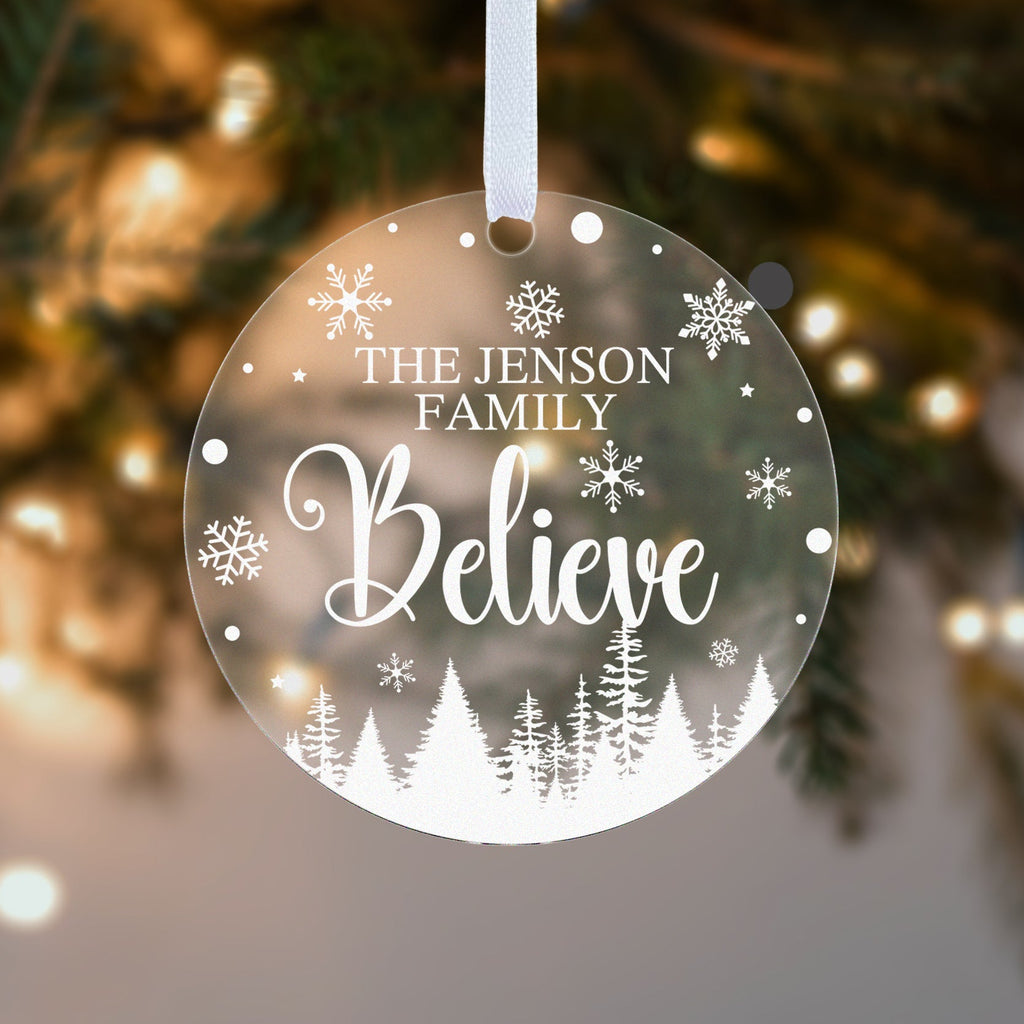 Personalised Family Believe Christmas Bauble – Family Name