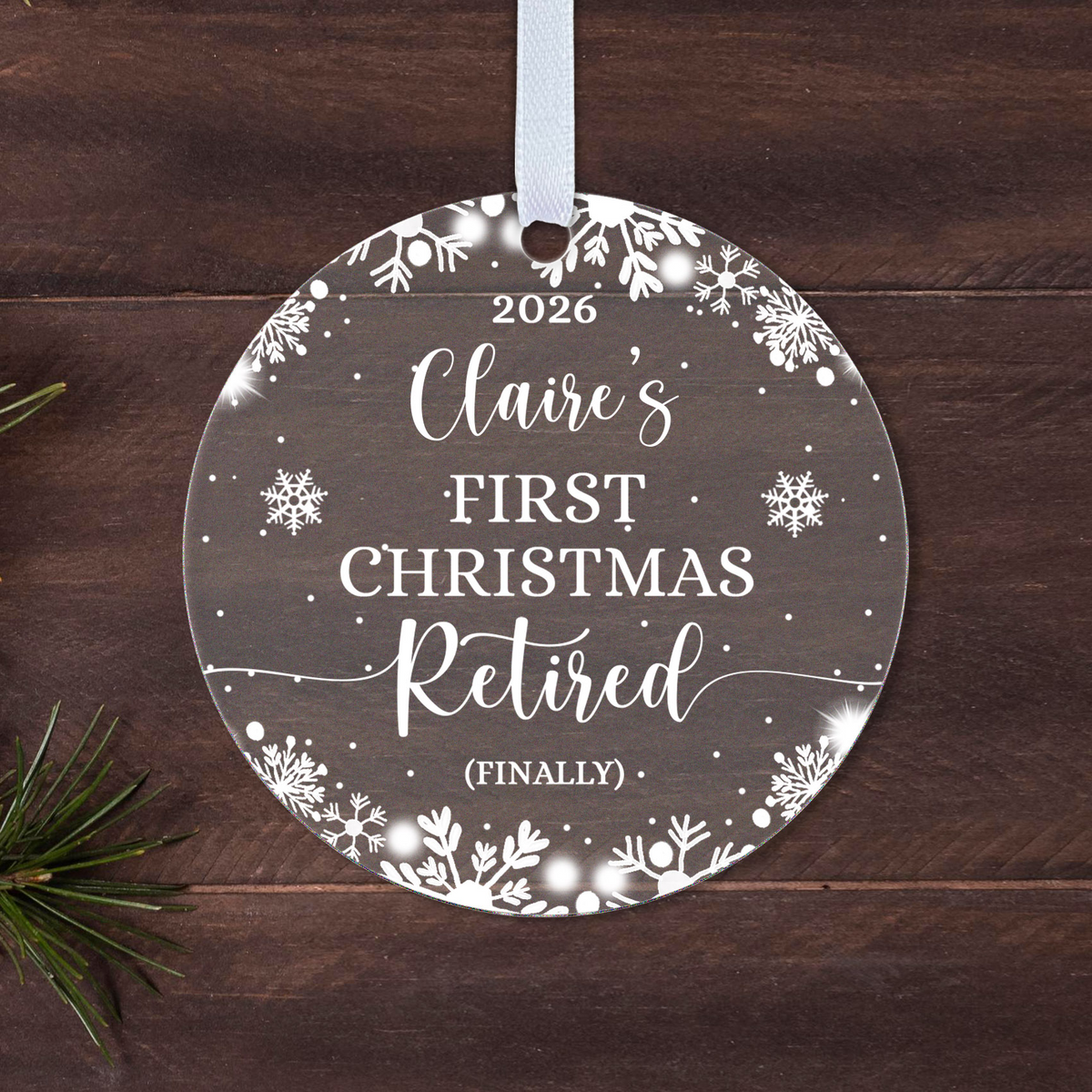 Personalised First Christmas Retired Bauble – Retirement Gift with Name