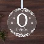 Personalised Initial & Name Christmas Bauble – White Snowflake Design