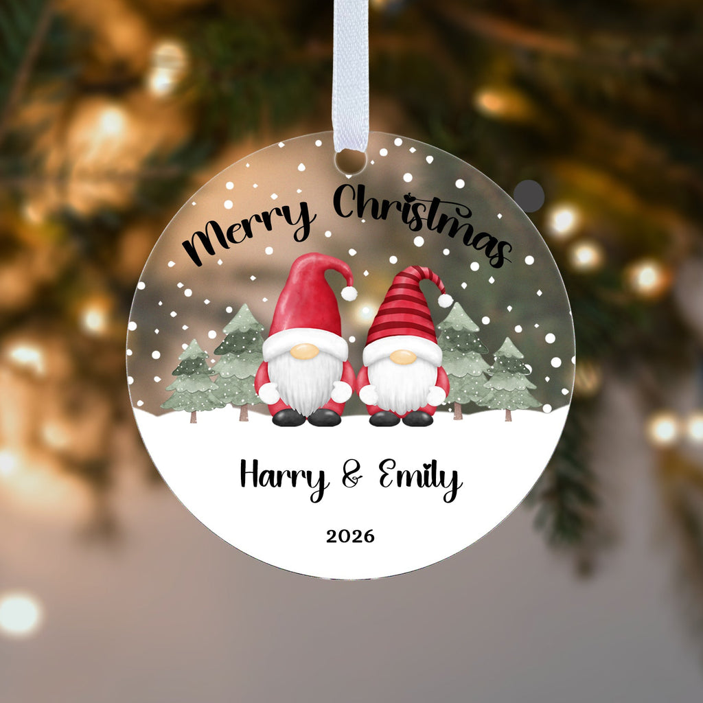 Personalised Gonk Couple Christmas Bauble – Both Names