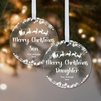 Personalised Son or Daughter Christmas Bauble – Santa Sleigh Design