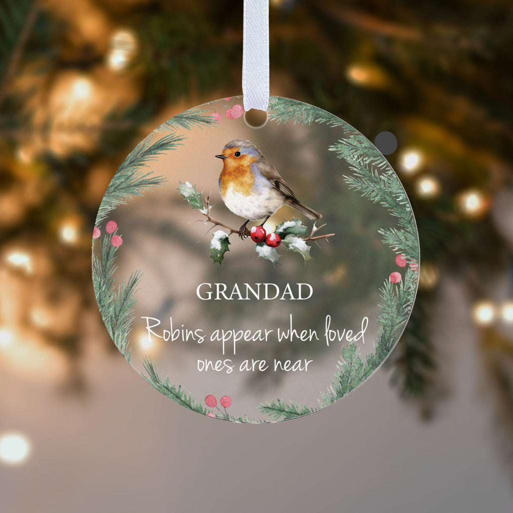 Personalised Robin Memorial Christmas Bauble – When Robins Appear