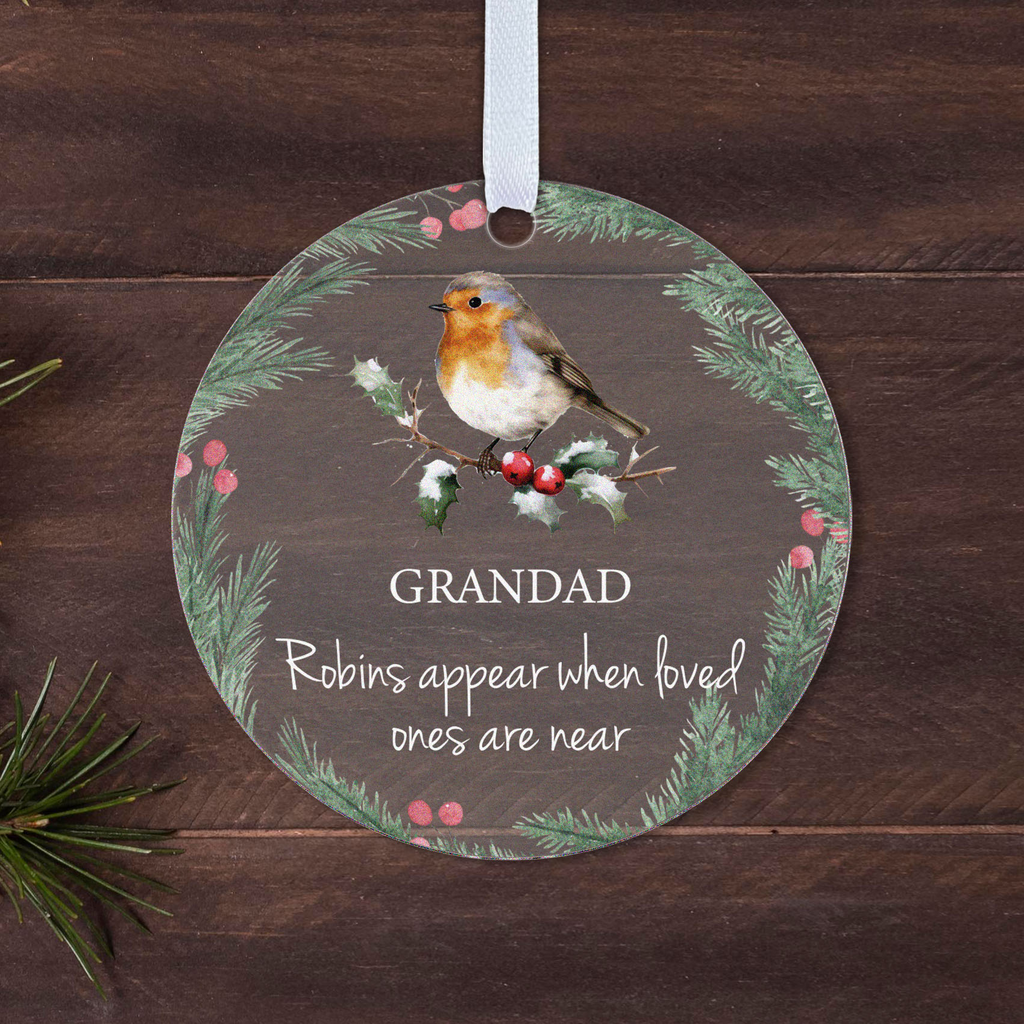Personalised Robin Memorial Christmas Bauble – When Robins Appear