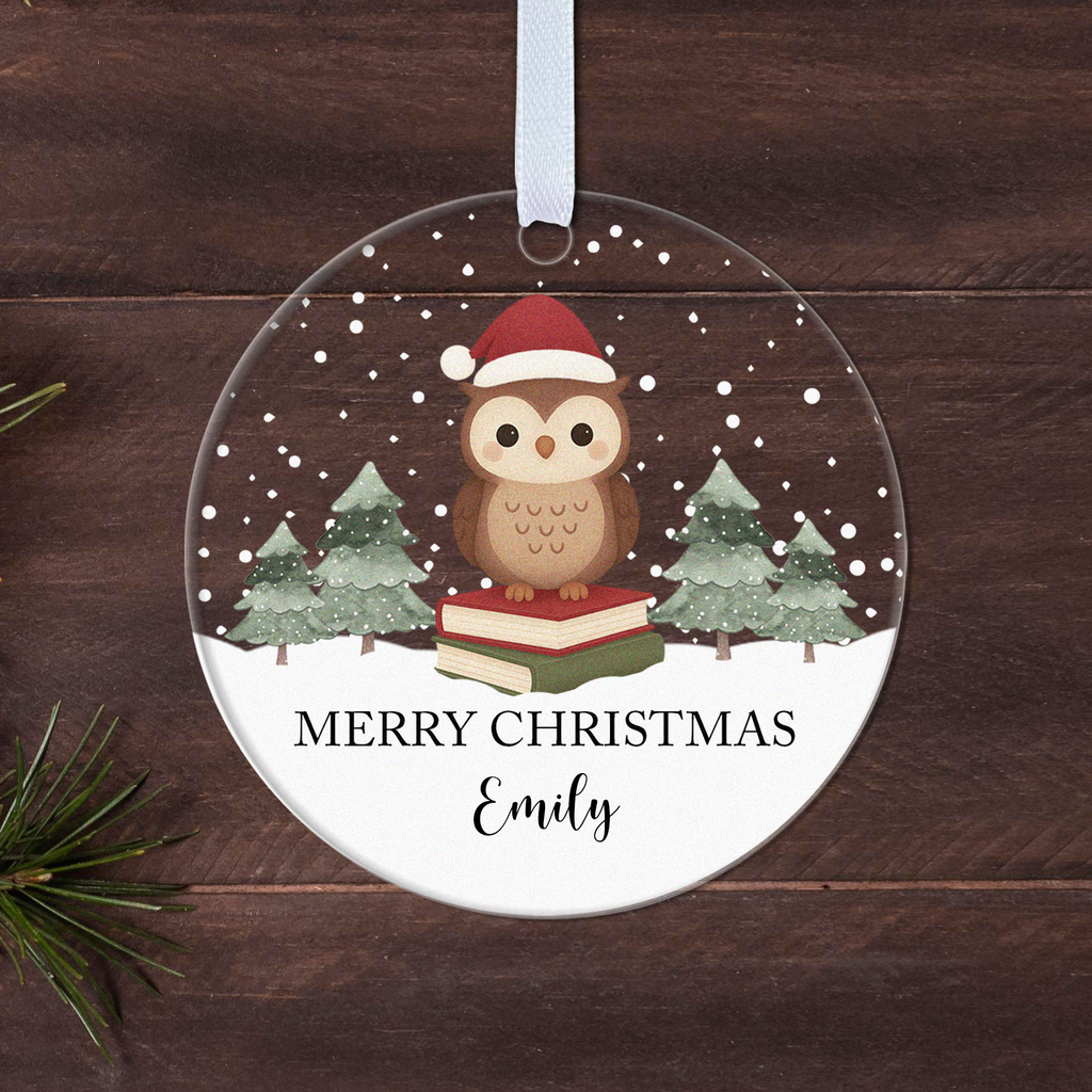 Personalised Teacher Christmas Bauble – Owl Design Thank You Gift