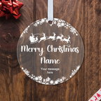 Personalised Auntie & Uncle Christmas Bauble – Santa Sleigh Design