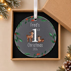 Personalised Baby's First Christmas Bauble – Deer & Winter Wreath – in the optional gift box