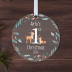 Personalised Baby's First Christmas Bauble – Deer & Winter Wreath