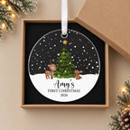 Personalised Baby's First Christmas Bauble – Christmas Tree Design – in the optional gift box