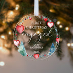 Personalised First Christmas Engaged Bauble – Heart Wreath Design