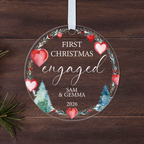 Personalised First Christmas Engaged Bauble – Heart Wreath Design