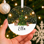 Personalised Children's Christmas Bauble – Christmas Tree with Name – shown held in the hand