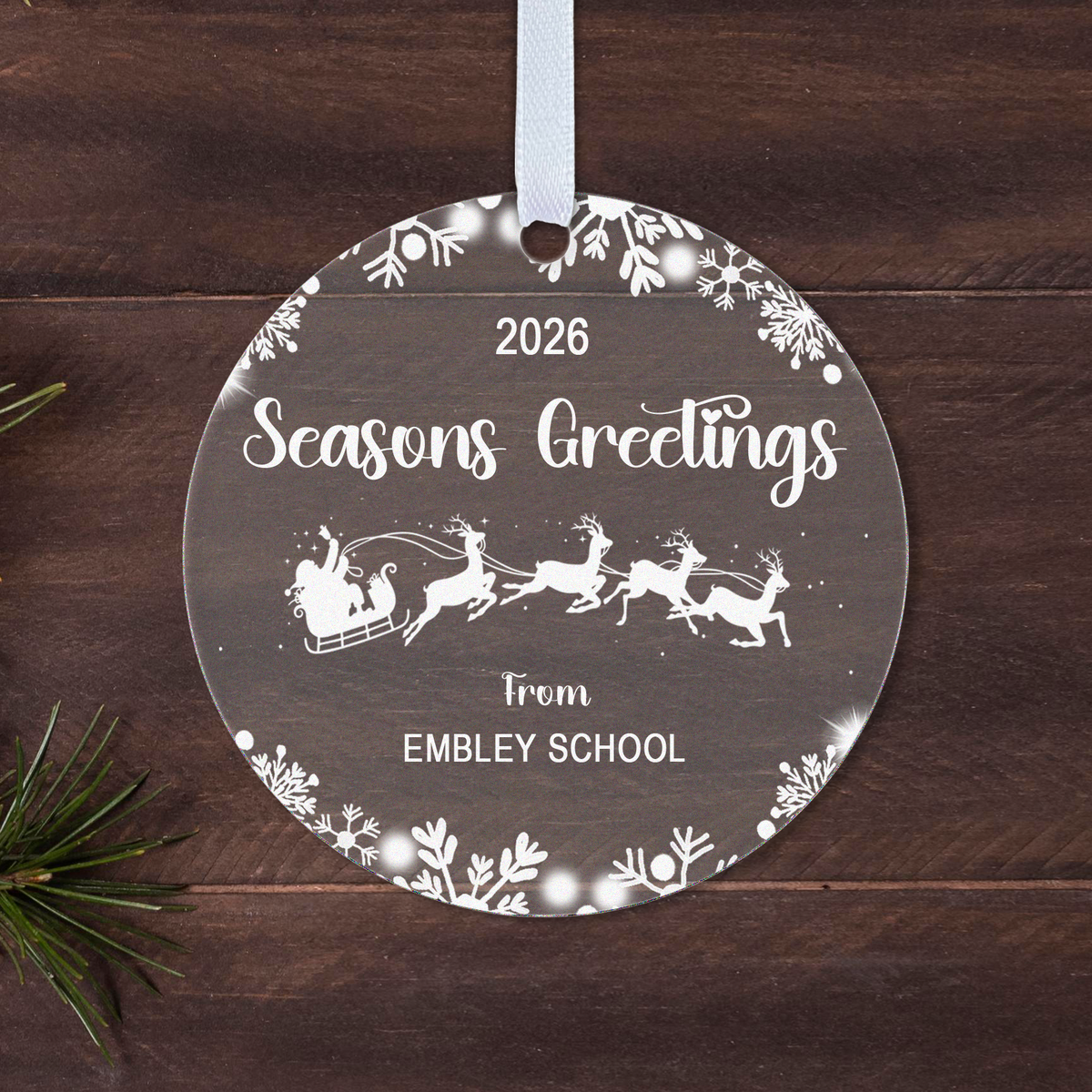 Personalised Seasons Greetings Bauble 2026 – Company & Staff Christmas Gift