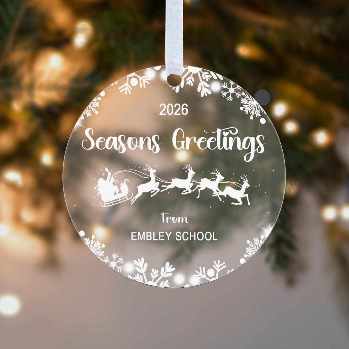 Personalised Seasons Greetings Bauble 2026 – Company & Staff Christmas Gift