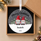 Personalised Gonk Couple Christmas Bauble – Both Names – in the optional gift box
