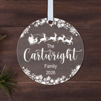 Personalised Family Name Christmas Bauble – Santa Sleigh Design