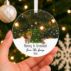 Personalised From the Bump Christmas Bauble – Gift for Grandparents-to-Be – shown held in the hand