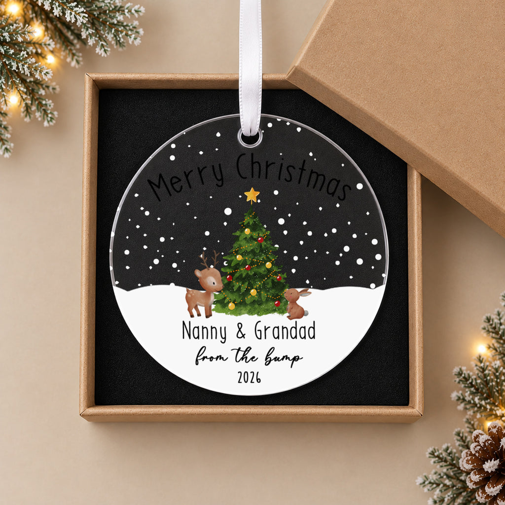 Personalised From the Bump Christmas Bauble – Gift for Grandparents-to-Be – in the optional gift box