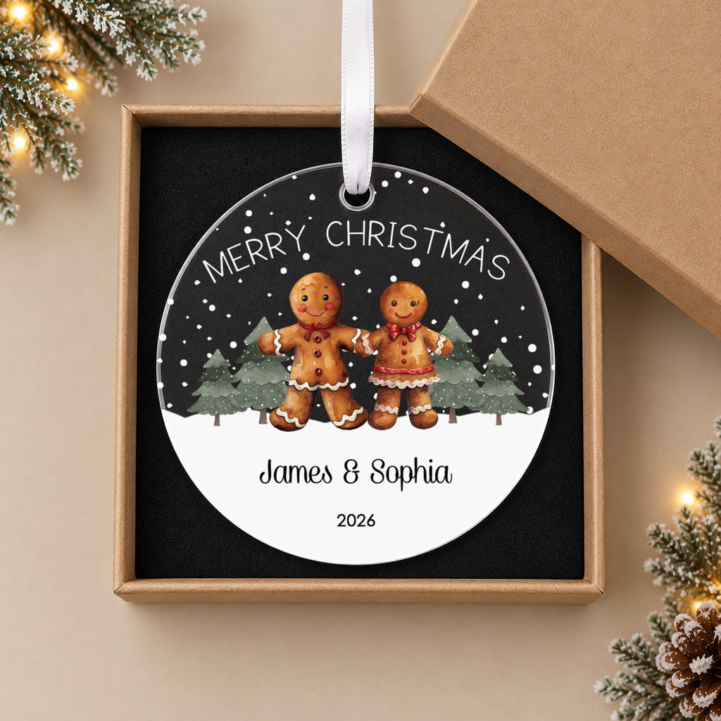 Personalised Gingerbread Couple Christmas Bauble – To a Special Couple – in the optional gift box