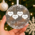 Personalised Best Friends Christmas Bauble – Two Hearts with Names – shown held in the hand