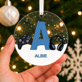 Personalised Gaming Initial Christmas Bauble – Pink, Blue, Red or Black – shown held in the hand
