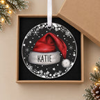Personalised Santa Hat Christmas Bauble – Child's Name – in the optional gift box