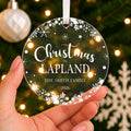 Personalised Family Christmas Bauble – Christmas at Your Favourite Place – shown held in the hand