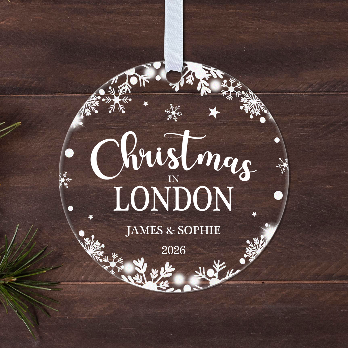 Personalised Family Christmas Bauble – Christmas at Your Favourite Place