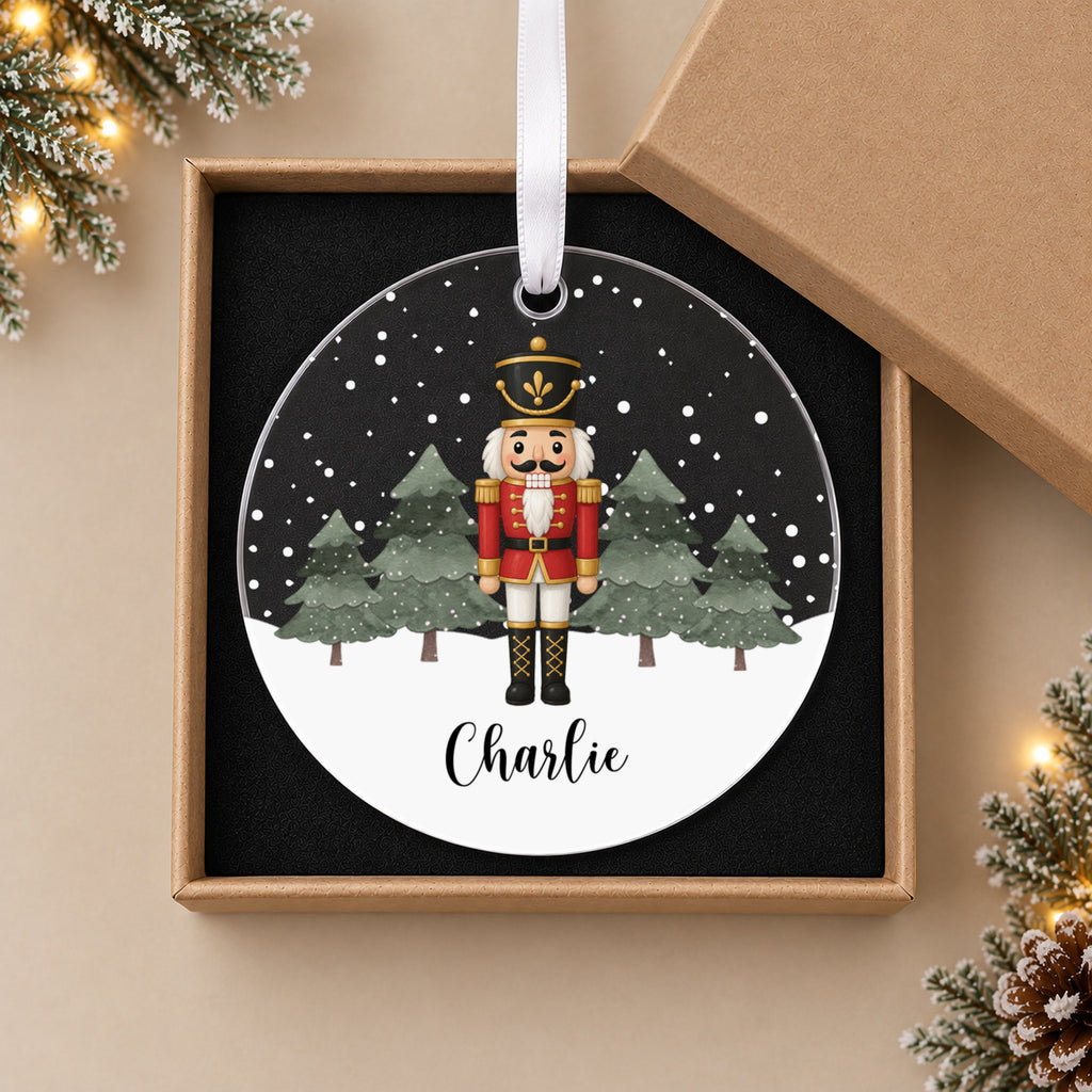 Personalised Nutcracker Christmas Bauble – Pink, Blue or Red with Name – in the optional gift box