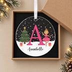 Personalised Sugar Plum Fairy Christmas Bauble – Girl's Initial & Name – in the optional gift box