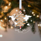 Personalised Family Travels Christmas Bauble – World Map & Your Destinations