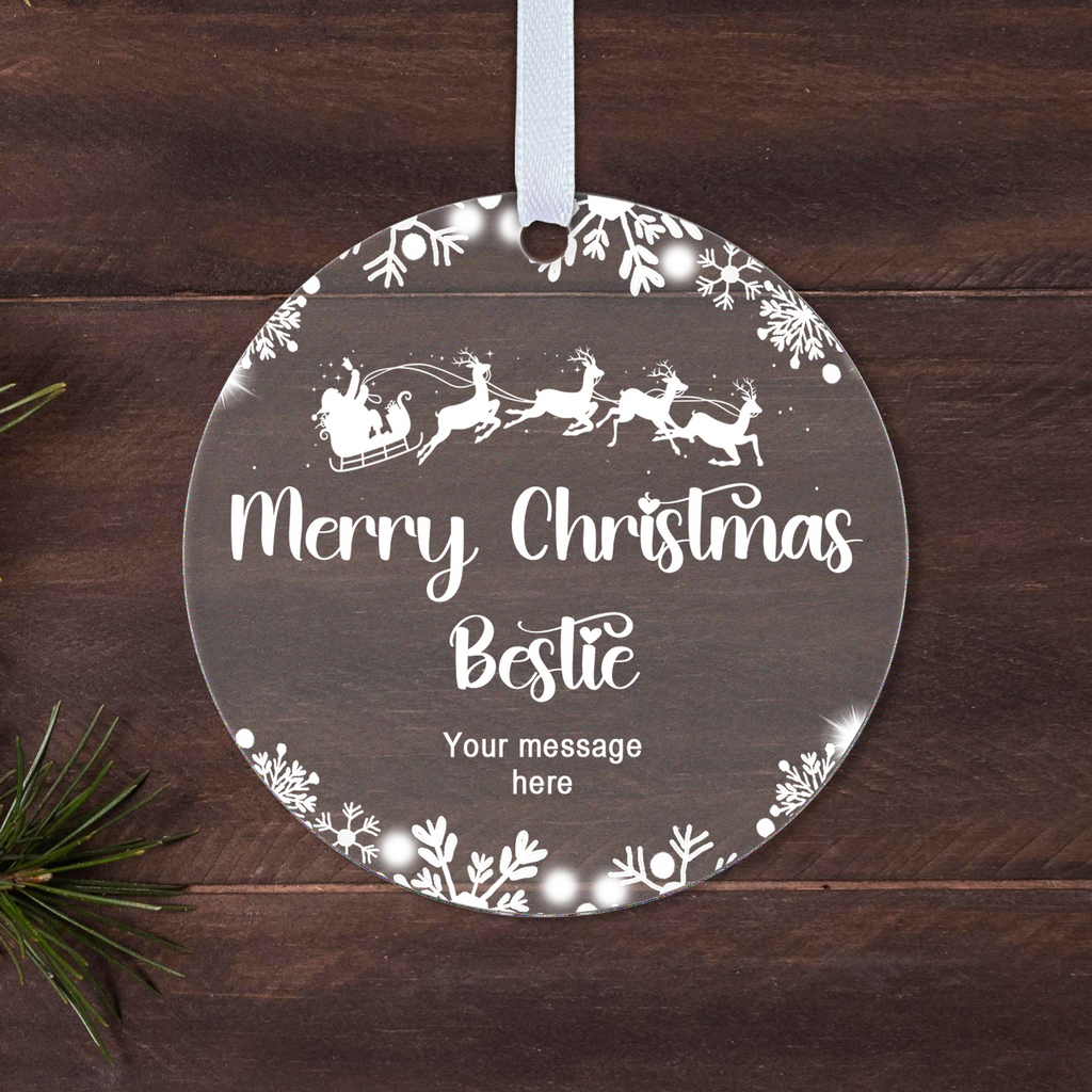 Personalised Best Friend Christmas Bauble – Santa Sleigh Design
