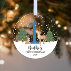 Personalised Baby's First Christmas Bauble – Reindeer in Pink, Blue or Red