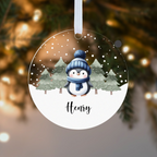 Personalised Penguin Christmas Bauble – Pink, Blue or Red with Name