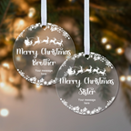 Personalised Brother or Sister Christmas Bauble – Santa Sleigh Design