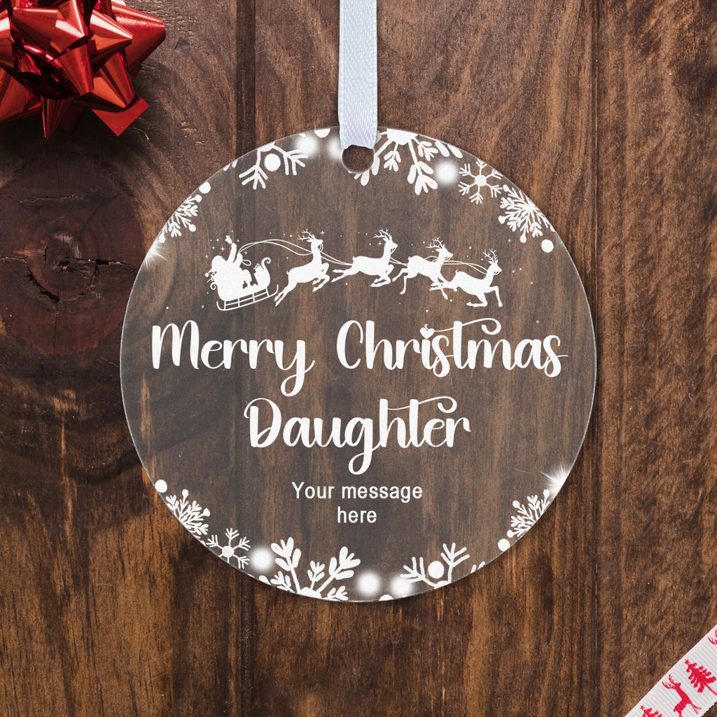 Personalised Son or Daughter Christmas Bauble – Santa Sleigh Design