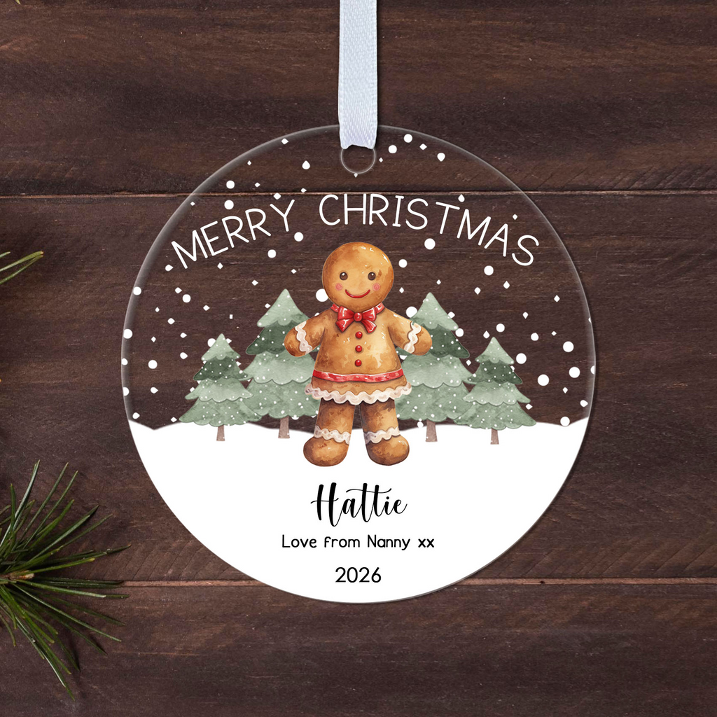 Personalised Gingerbread Christmas Bauble – Boy or Girl with Name